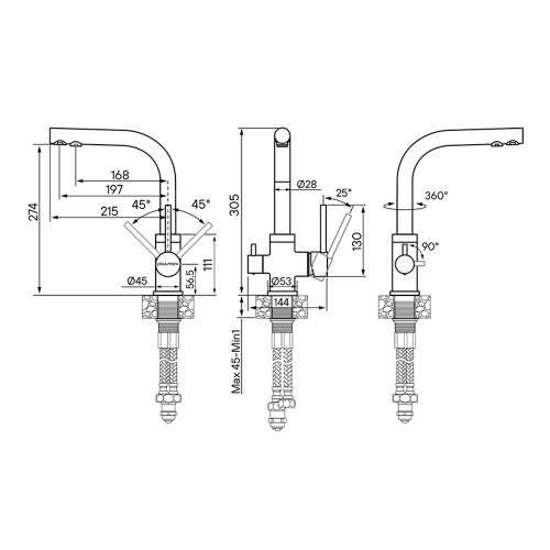 Смеситель 27,4 см Paulmark Essen Metallum BR бронза - 3 фото