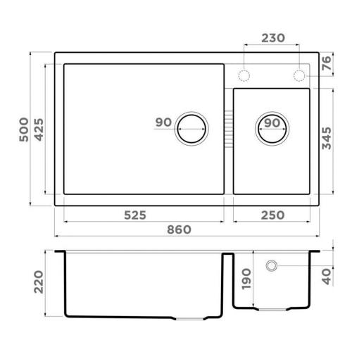 Кухонная мойка 86 см Omoikiri Solidity Tedori 86-2-LB-BE ваниль