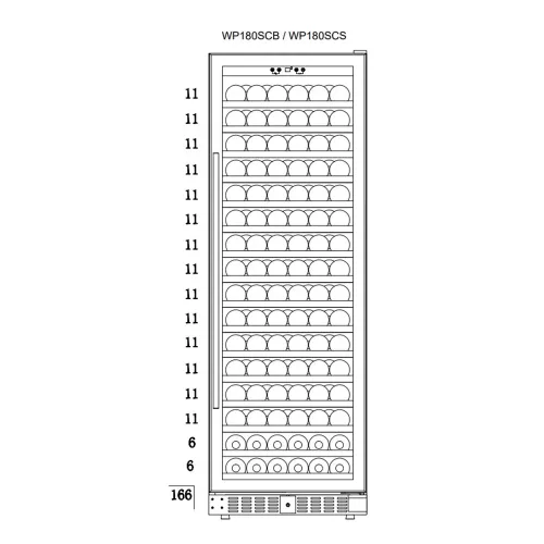 Винный шкаф на 163 бутылки Temptech Premium WP180SCB черный