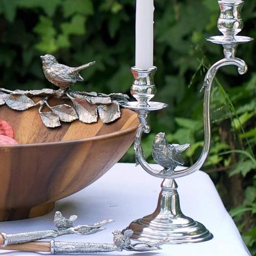 Подсвечник 30 см Vagabond House Song Bird оловянный