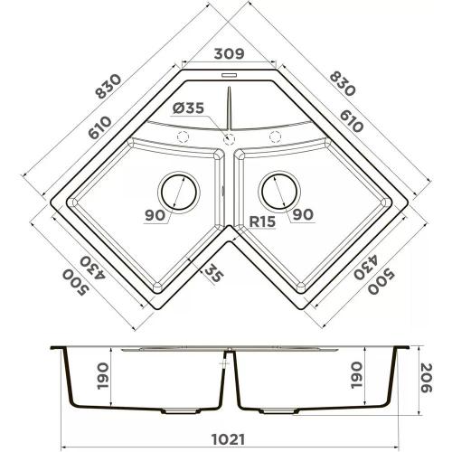 Кухонная мойка 102,1 см Omoikiri Sumi 83C-PL платина