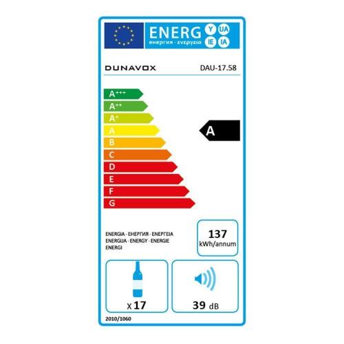 Встраиваемый винный шкаф на 17 бутылок Dunavox DAU-17.58DW белый