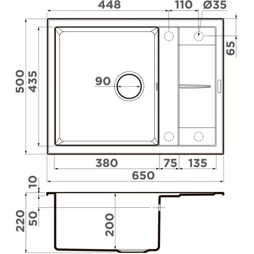 Кухонная мойка 65 см Omoikiri Sumi 65A-GB графит - 2 фото