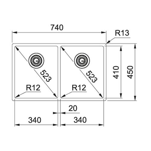 Кухонная мойка 74 см Franke Box BXX 220/120-34-34 полированная нержавеющая сталь