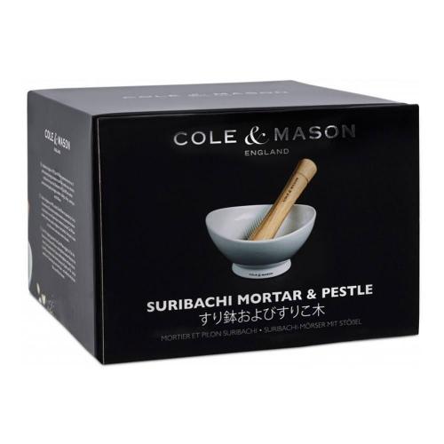 Ступка с пестиком Suribachi 18х17 см Cole & Mason Herbs & Spices белая - 9 фото