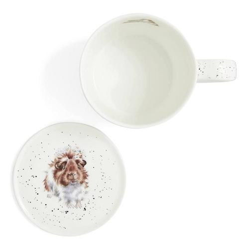 Кружка с подставкой 310 мл Royal Worcester Забавная фауна Свинка посередке белая