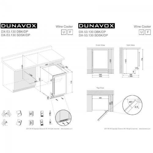 Встраиваемый винный шкаф на 53 бутылки Dunavox Exclusive DX-53.130SDSK/DP