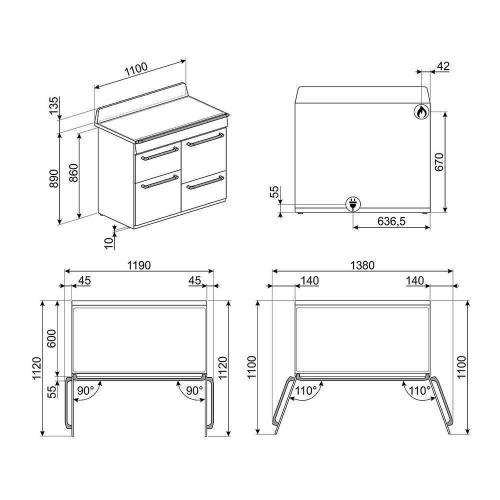 Варочный центр 110 см Smeg Victoria TR4110X-1 нержавеющая сталь