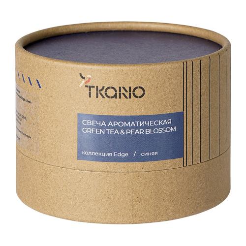 Свеча ароматическая Green tea & Pear blossom 8 см Tkano Edge синяя