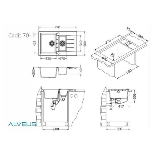 Кухонная мойка 79 см Alveus Cadit 70 Beige - 3 фото