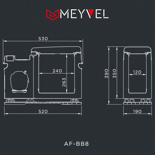 Встраиваемый автомобильный холодильник 19х53,8 см Meyvel AF-BB8 черный