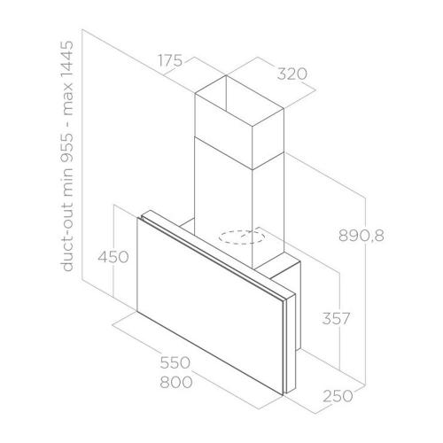 Настенная вытяжка 80 см Elica Feel Plat BL/F/80 черная