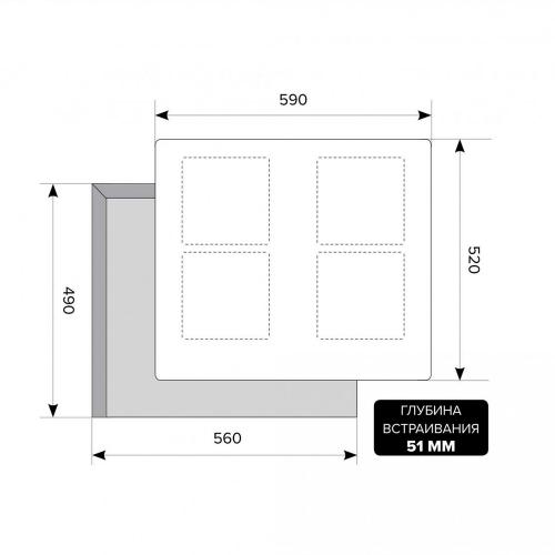 Индукционная варочная панель 59х52 см LEX Urban EVI 640 F BL черная