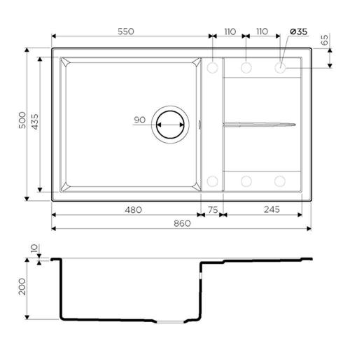 Кухонная мойка 86 см Omoikiri Solidity Sumi 86-SA бежевая - 2 фото