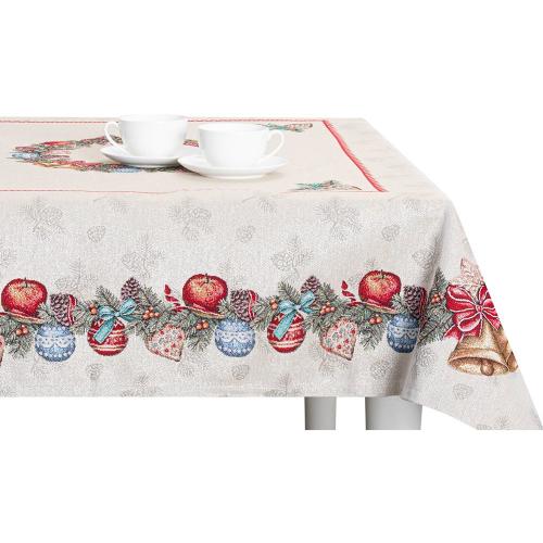 Скатерть 280х140 см Mix&Match Рождественский Венок бежевая