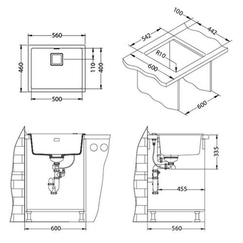 Кухонная мойка 56 см Alveus Quadrix 50 Steel - 2 фото