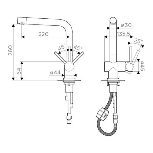 Смеситель Omoikiri Original Japan Inox Steel Koriyama-S нержавеющая сталь