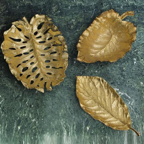 Сервировочное блюдо 53х33 см Michael New Leaves золотое