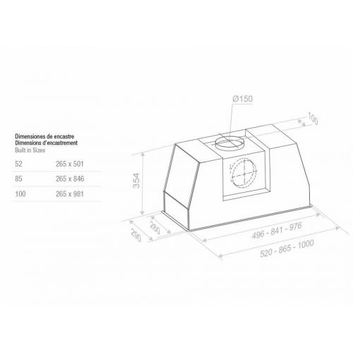 Встраиваемая вытяжка 85 см Pando PRO/85 INOX V.850 SEC стальная