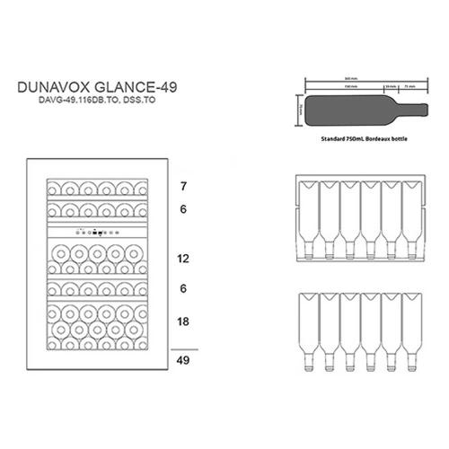 Встраиваемый винный шкаф на 49 бутылок Dunavox Glance DAVG-49.116DSS.TO стальной