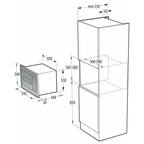 Встраиваемая микроволновая печь 59,5х39 см Gorenje Simplicity BM235G1SYB черная