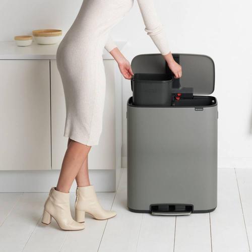 Мусорный бак с педалью 30+30 л Brabantia Bo Pedal Bin минерально-серый