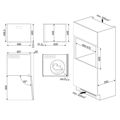 Встраиваемый винный шкаф на 21 бутылку SMEG Linea CVI121G серый