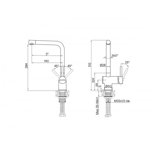 Смеситель для кухни Paulmark Spring Sp212067-GM вороненая сталь - 2 фото