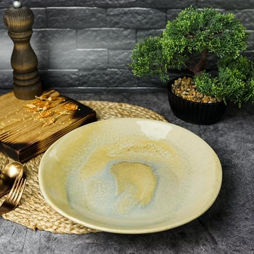 Тарелка суповая 28 см Porland Stoneware Pearl бежевая