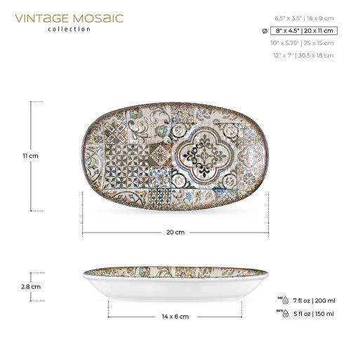 Сервировочное блюдо 20х11 см Wilmax Vintage Mosaic бежевое