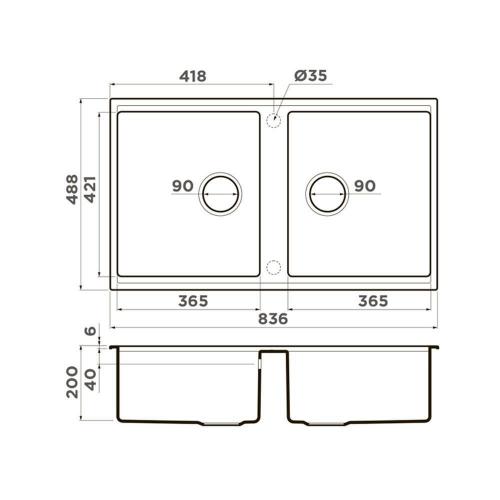 Кухонная мойка 83,6 см Omoikiri Solidity Kitagawa 83-2-U-GR leningrad grey - 2 фото