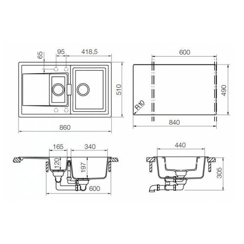 Кухонная мойка 86 см Schock Cristadur Eton 60 D бронза