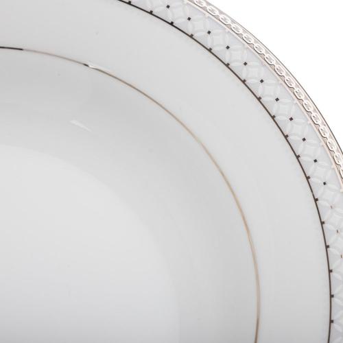 Тарелка суповая 22,6 см Noritake Rochester Platinum белая