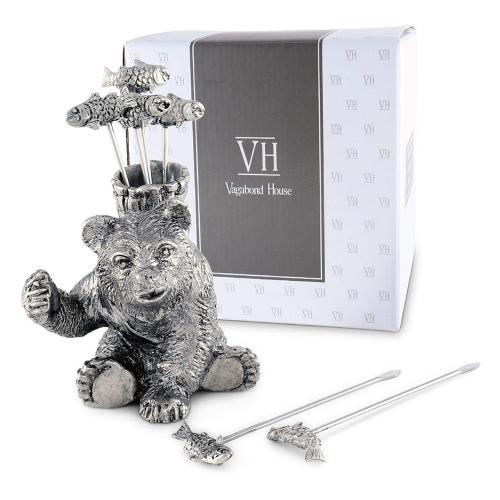 Набор шпажек с подставкой Медведь Vagabond House Woodland Creatures 7 пр оловянный