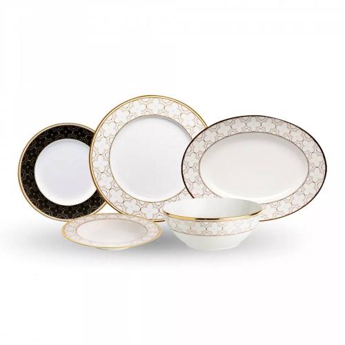 Обеденный сервиз на 6 персон Noritake Trefolio Gold белый 20 пр