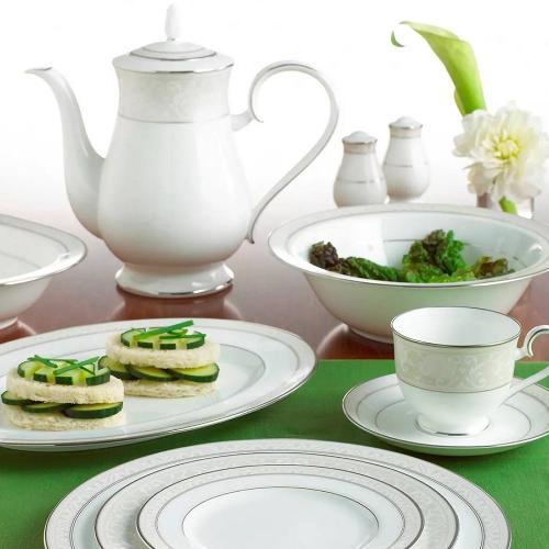 Блюдце 15,5 см Noritake Montvale Platinum белое