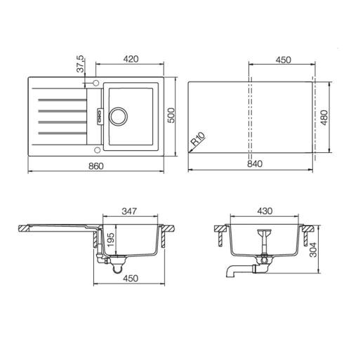 Кухонная мойка 86 см Schock Cristalite Primus 45D альпина