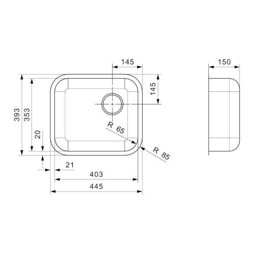 Кухонная мойка 44,5 см Reginox Comfort L 18 4035 Lux OKG полированная нержавеющая сталь