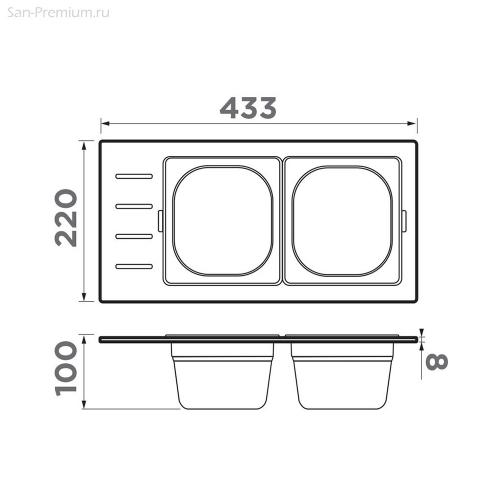 Контейнер для мойки 22х43,3 см 18 л Omoikiri DC-02-2-LG светлое золото