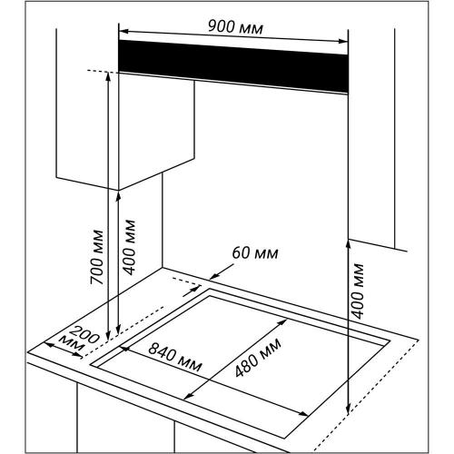 Газовая варочная панель 87,4 см Hiberg VM 9155 B черная