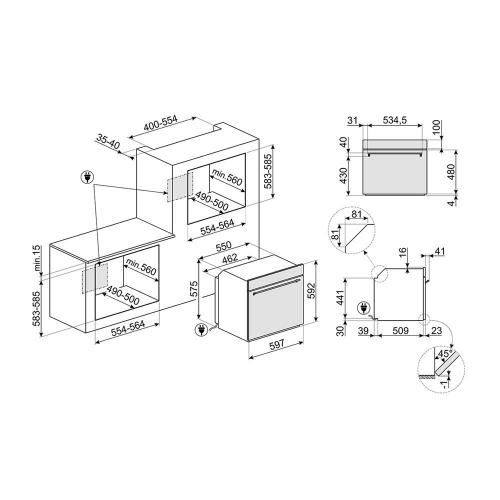 Духовой шкаф с микроволнами 59,2х59,7 см Smeg Classica SO6302M2X стальной