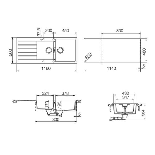 Кухонная мойка 116 см Schock Cristadur Signus 80D бронза - 2 фото