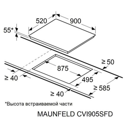 Индукционная варочная панель 90 см Maunfeld CVI905SFDGR графитовая