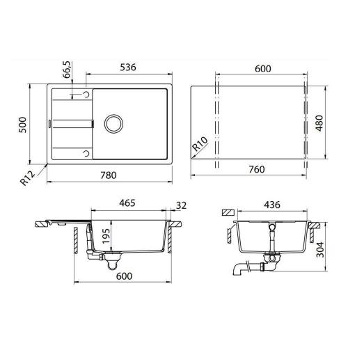 Кухонная мойка 78 см Schock Cristalite Optima 60D Max эверест - 2 фото