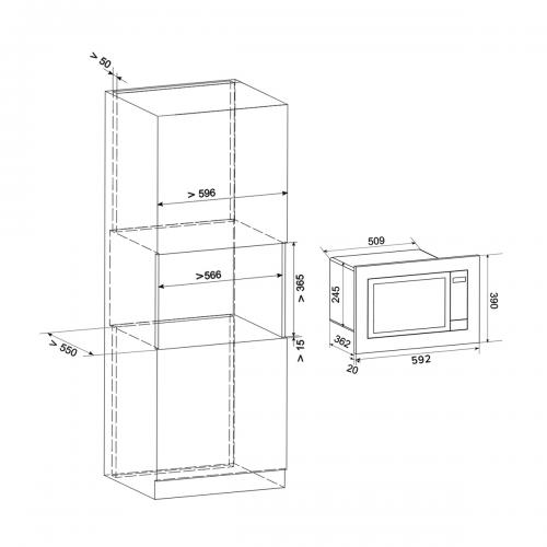 Встраиваемая микроволновая печь 39х59,2 см Libhof MWB-6025S стальная