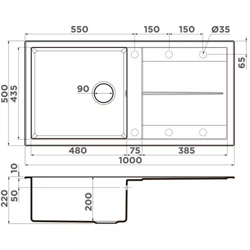 Кухонная мойка 100 см Omoikiri Solidity Sumi 100A-WH белый - 1 фото