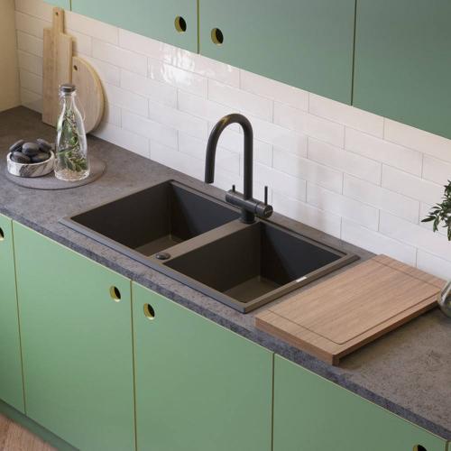 Мойка 86 см Omoikiri Tedori 86-2-BL черный - 4 фото