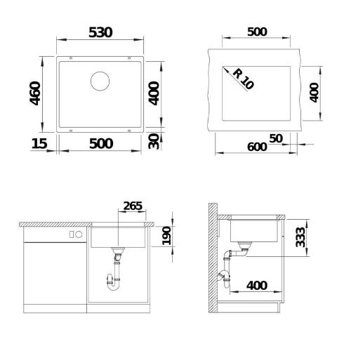 Кухонная мойка 53 см Blanco Rotan 500-U черная - 3 фото