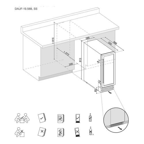 Встраиваемый винный шкаф на 17 бутылок Dunavox Flow DAUF-17.58DSS стальной