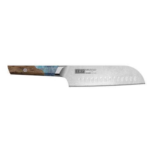 Нож сантоку 17,8 см Mikadzo Damascus Kuon коричневый